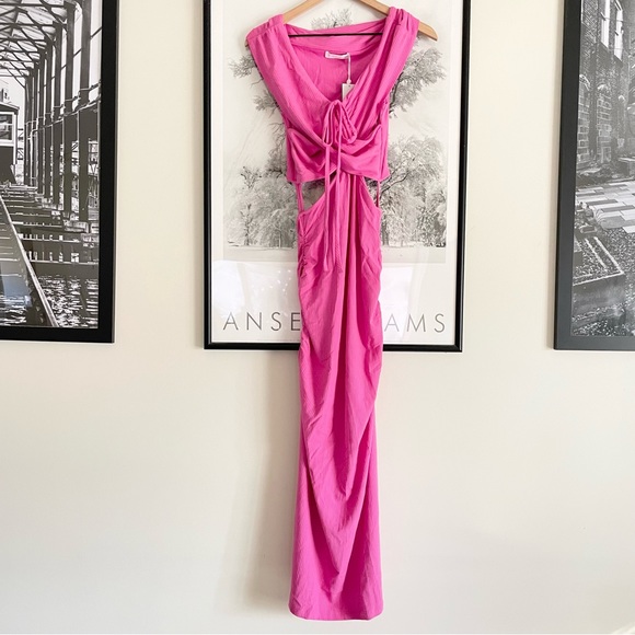 Jonathan Simkhai STANDARD Dress NWT Akane Shaping Rib Off Shoulder Cutout Halter - Picture 3 of 15